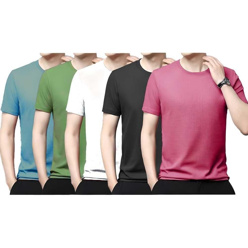 Mens Round Neck Stretchable T-Shirt Pack Of 5