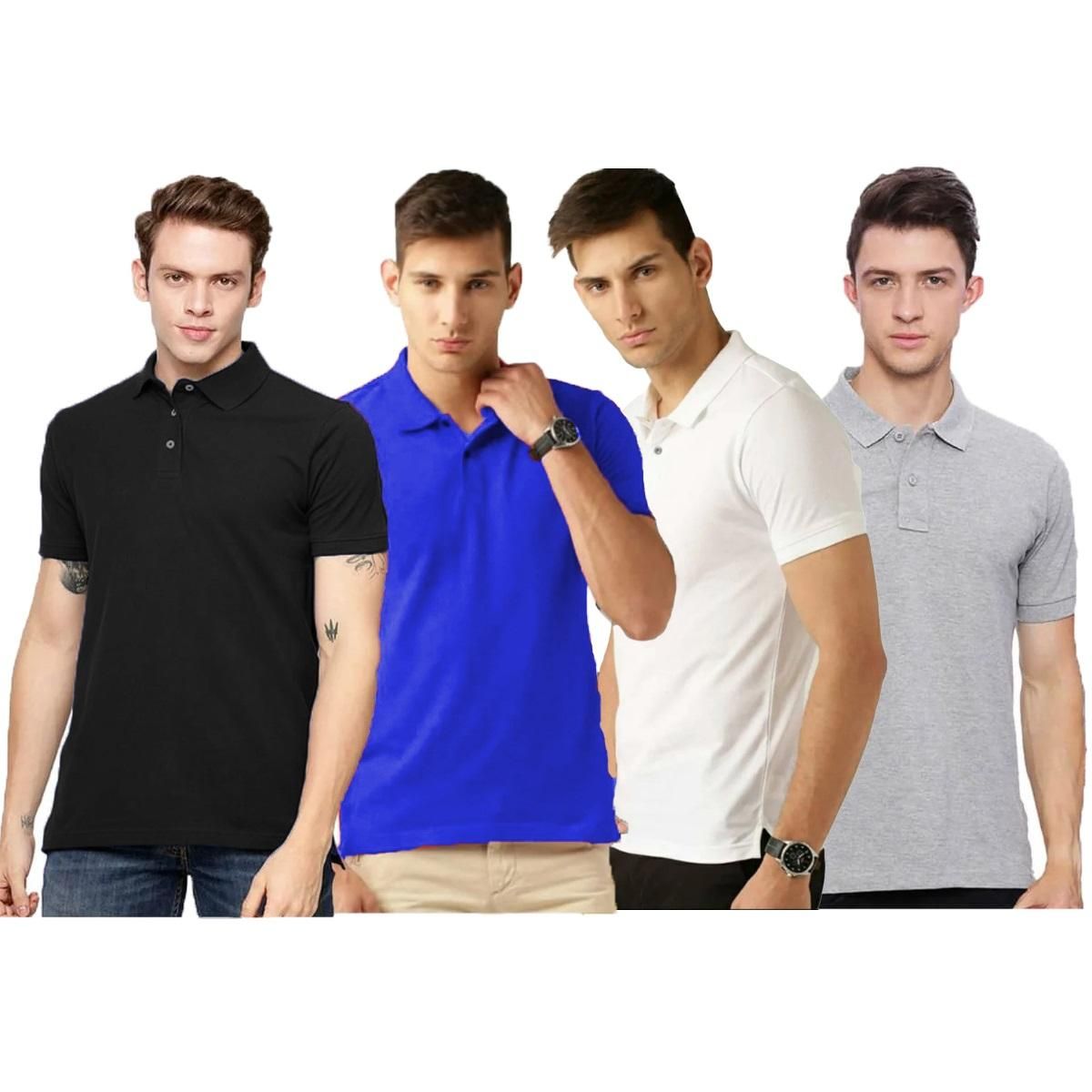 Polo Matte T-Shirts For Men, pack of 4, for Jogger