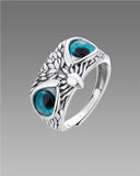 Attractive Silver Plated Owl Ring With Box