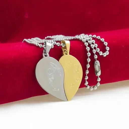 Love You Heart Shape Valentine Pendant with Chain for Couple