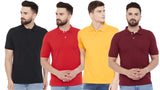 Cotton Blend Solid Half Sleeves Mens Polo T-Shirt Pack Of 4