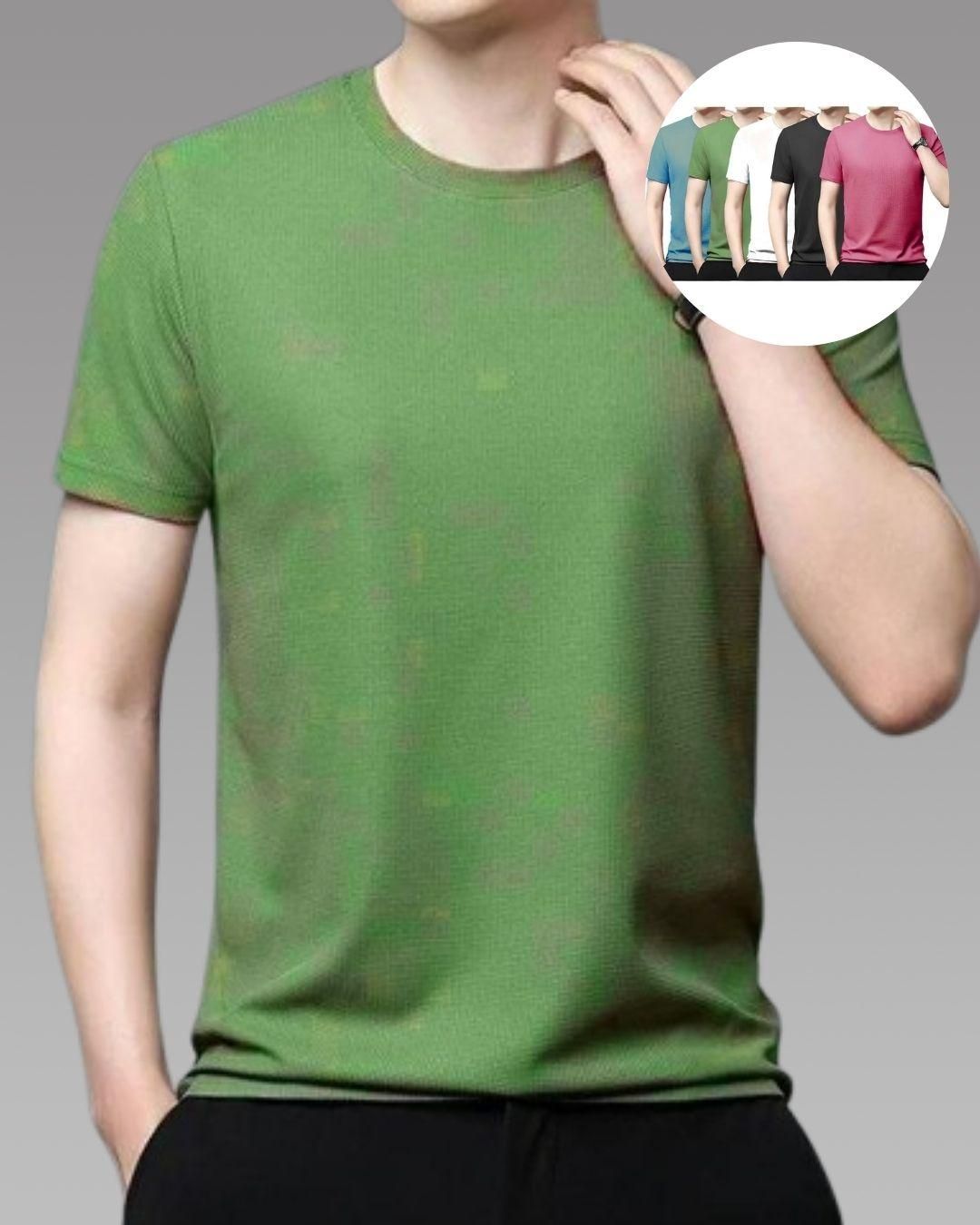 Mens Round Neck Stretchable T-Shirt Pack Of 5