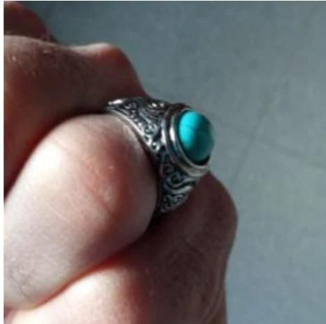 Silver-Plated Blue Stone Studded Oxidized Ring