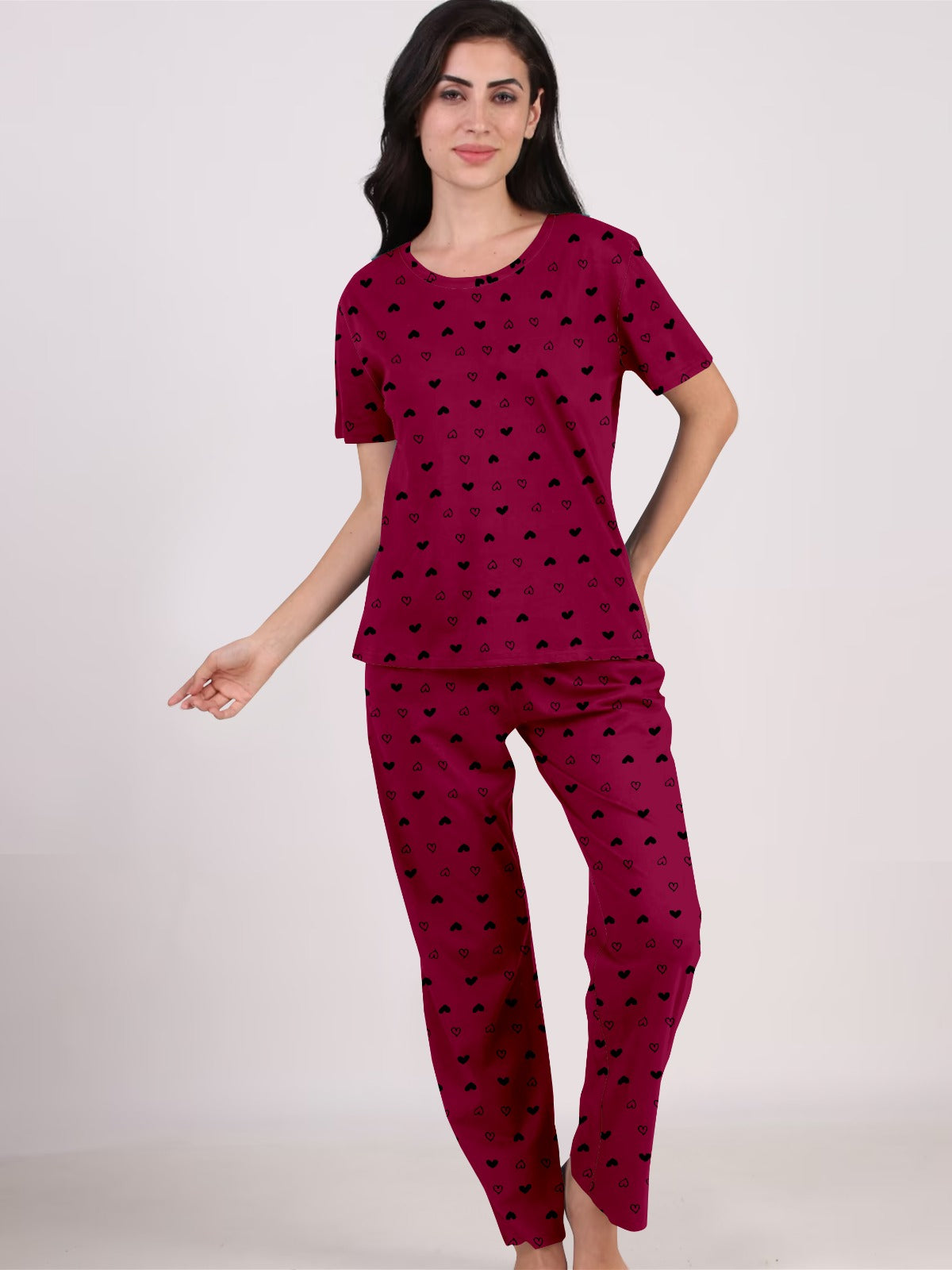 Women Night Suit Set Graphic Print