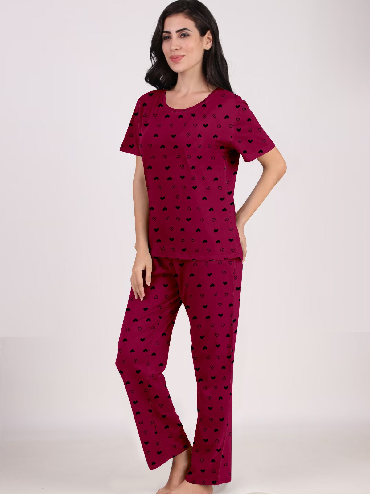 Women Night Suit Set Graphic Print