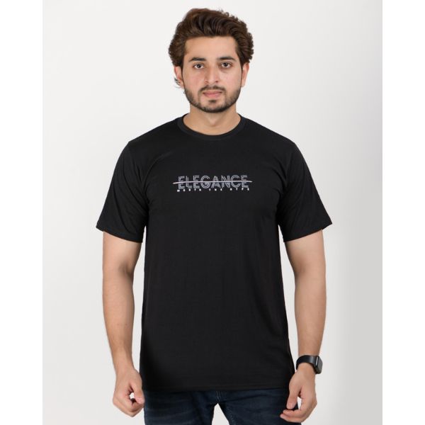 Men's Regular Fit T-Shirt Half sleeve ( Black )