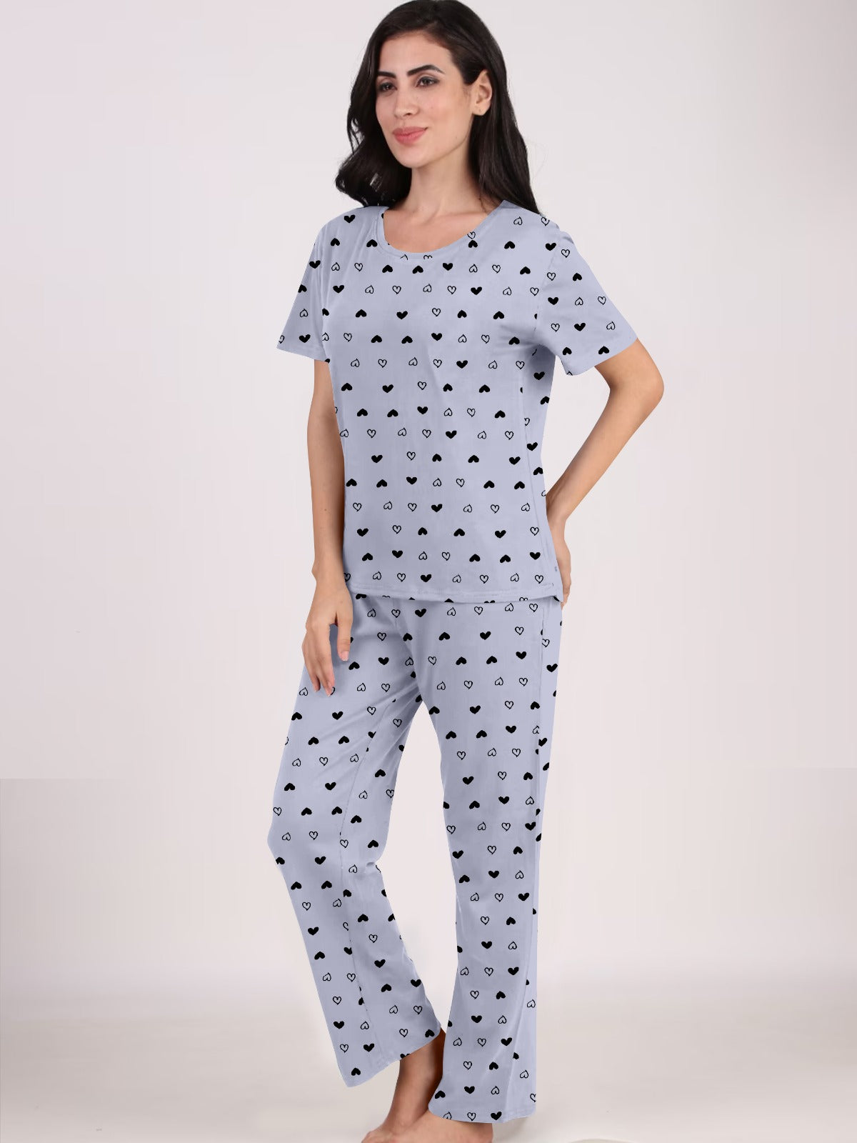 Women Night Suit Set Graphic Print