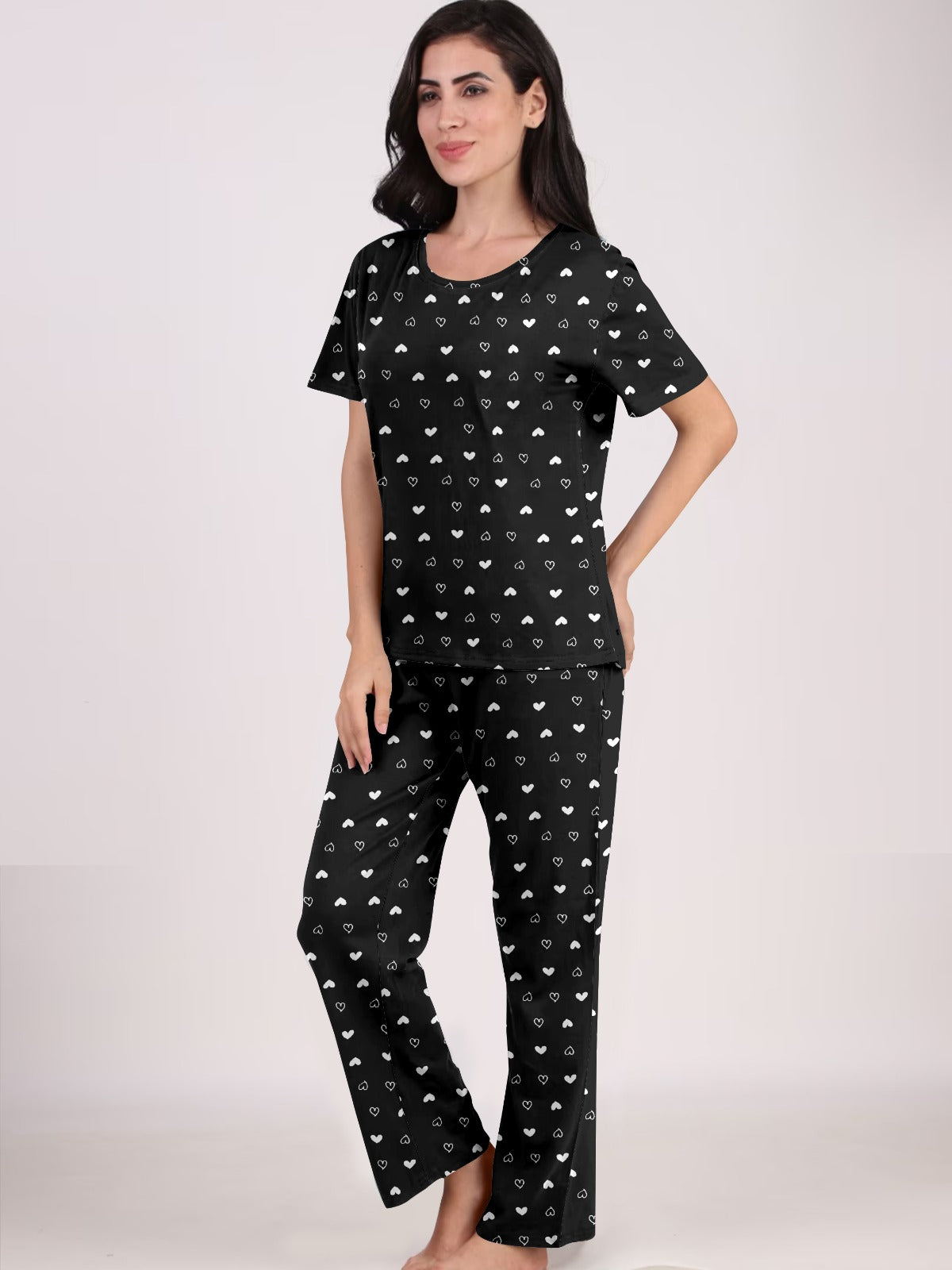 Women Night Suit Set Graphic Print