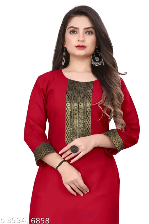 Trendy & Comfortable Cotton with Embroidered Designs for Every Occasion- Elegant Orange Zari Kurtis