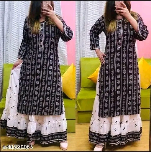 LATEST PRITNED HIGH DAMANDED KURTI WITH SKIRT