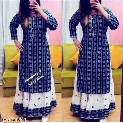 LATEST PRITNED HIGH DAMANDED KURTI WITH SKIRT