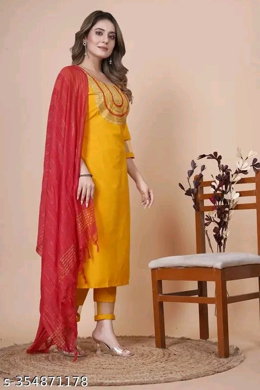 Women Fashion Traditional Kurta Set with Pant And Dupatta