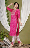 Pink Kurta and White Pant set