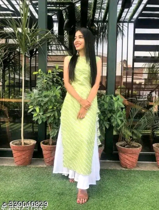 Green lahariya kurti plazzo sat