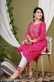 Pink Kurta and White Pant set