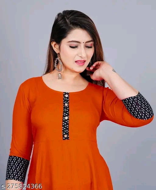 Latest Fashion Women's Solid Printed Round Pleated Flared Kurti