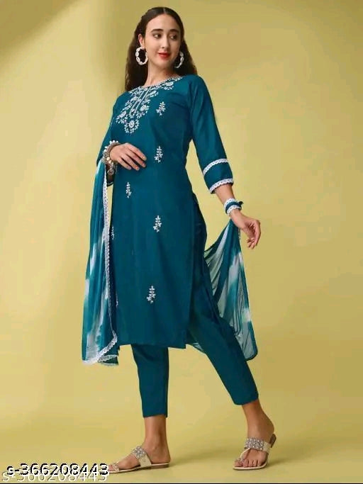 Women Kurta, Pant With Dupatta Set