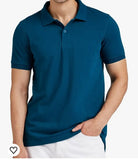 Men Solid Polo Neck Poly Cotton Blue T-Shirt (Pack of 1)