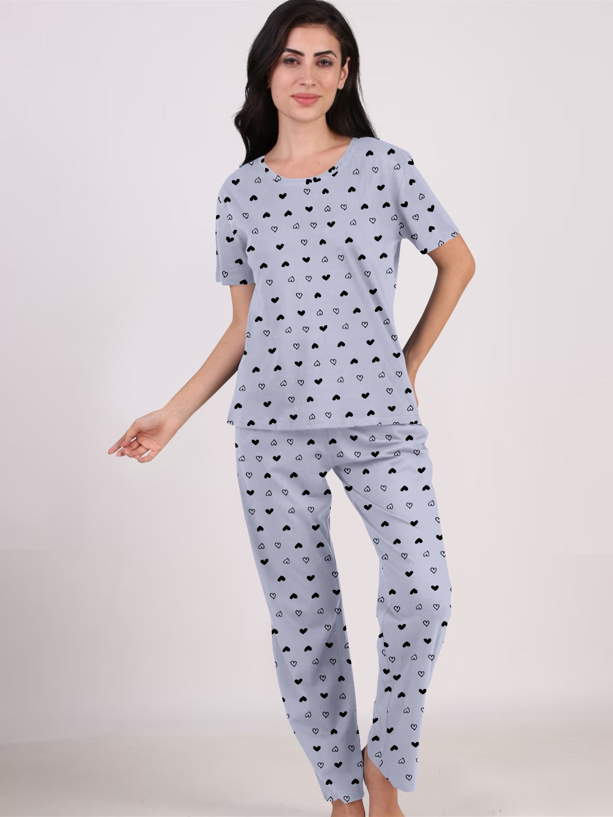 Women Night Suit Set Graphic Print